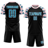 Custom Black US Navy Blue-Light Pink Tiger Sublimation Soccer Uniform Jersey Custom Black US Navy Blue-Light Pink Tiger Sublimation Soccer Uniform Jersey