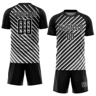 Custom Black White Slash Sublimation Soccer Uniform Jersey Custom Black White Slash Sublimation Soccer Uniform Jersey