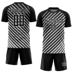 Custom Black White Slash Sublimation Soccer Uniform Jersey Custom Black White Slash Sublimation Soccer Uniform Jersey